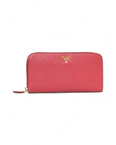 Prada Saffiano Zip Wallet Red