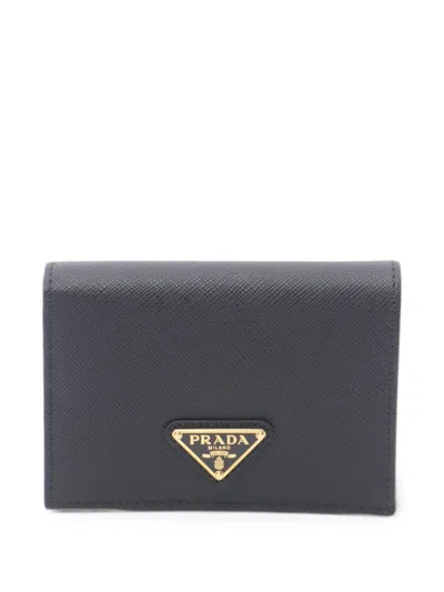 Pre-owned Prada Saffiano-leather Bi-fold Wallet In Black
