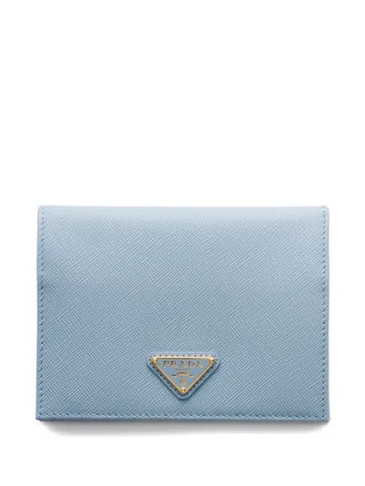 Prada Saffiano-leather Passport Holder In Blue