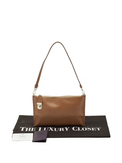 Pre-owned Prada Saffiano-leather Shoulder Bag In Neutral