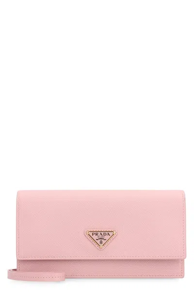 Prada Saffiano-print Leather Mini Crossbody Handbag, 18 Cm In Pink