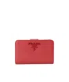 Prada Safiano Logo Wallet In Red