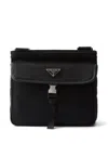 Prada Men Re-nylon And Saffiano Leather Shoulder Bag In Black