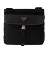 Prada Messenger Bag With Adjustable Strap And External Pocket In Black