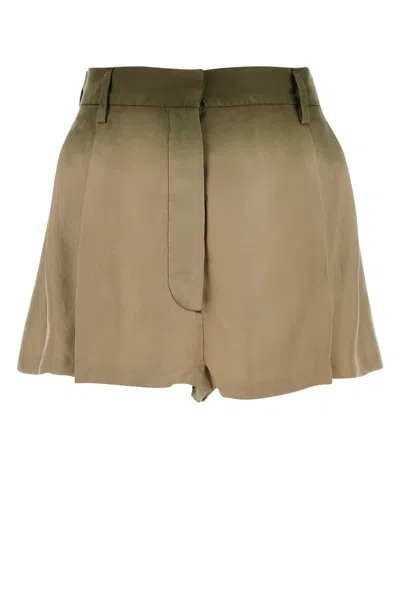 Prada Sage Green Silk Shorts In Multi