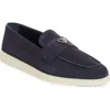Prada Triangle-logo Suede Loafers In Blue