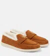 Prada St Tropez Suede Shearling Loafers In Beige