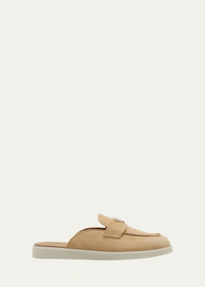 Prada Saint Tropez Suede Mules In Ecru