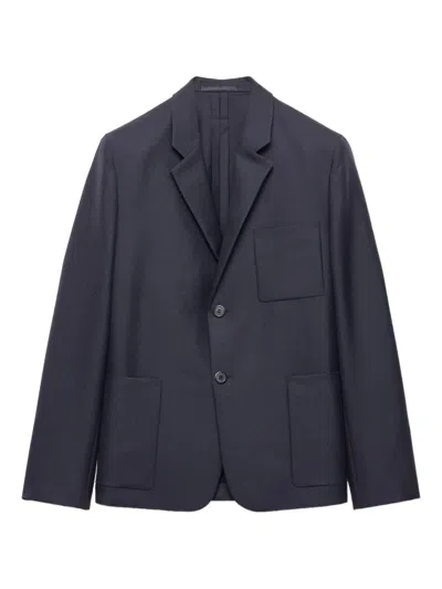 Prada Single-breasted Wool And Mohair Jacket In Blue