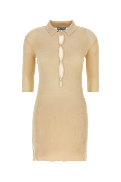 PRADA SAND BEIGE COTTON POLO DRESS