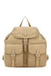 Prada Canvas Backpack Front Pockets Adjustable Straps In Brown