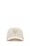 Prada Canvas Baseball Cap Curved Brim In Neutral