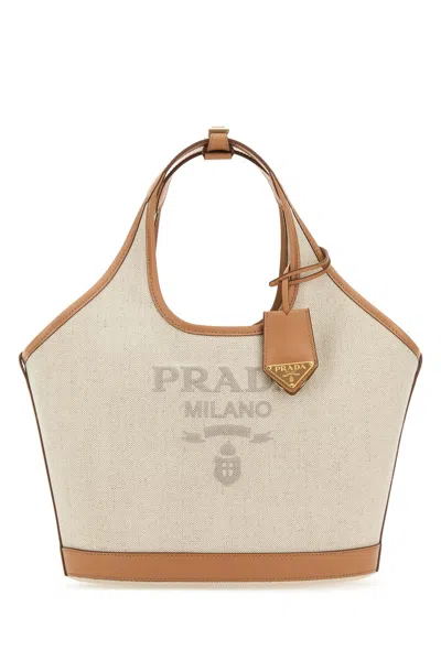 PRADA SAND CANVAS HANDBAG