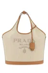 Prada Triangle Shape Canvas Handbag With Leather Trim