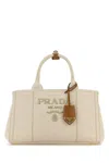Prada Women's Sand Canvas Shopping Bag In Neutral