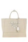 Prada Sand Canvas Shopping Bag