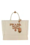 Prada Women's Sand Canvas Shopping Bag