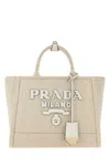 Prada Sand Canvas Shopping Bag