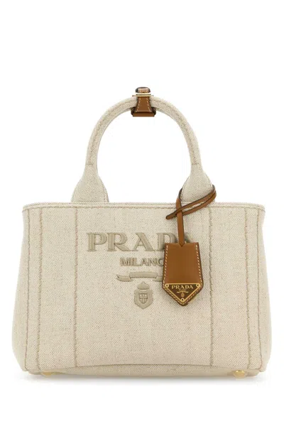 Prada Sand Canvas Shopping Bag