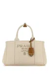 Prada Women's Sand Canvas Shopping Bag In Neutral