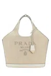 PRADA SAND CANVAS SHOPPING BAG