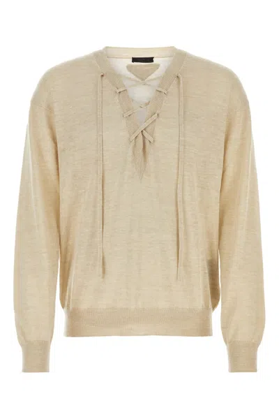 PRADA SAND CASHMERE BLEND SWEATER