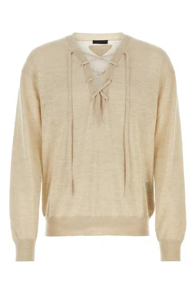 PRADA SAND CASHMERE BLEND SWEATER
