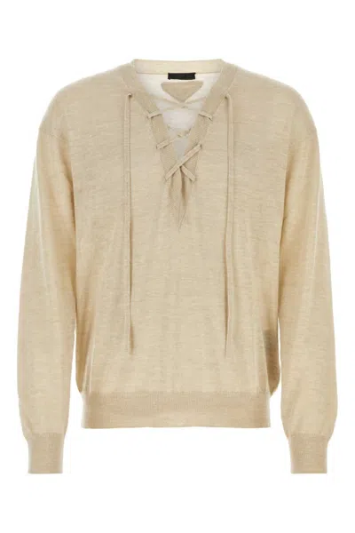 PRADA SAND CASHMERE BLEND SWEATER
