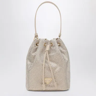 Prada Sand-coloured Bucket Bag With Crystals In Neutral