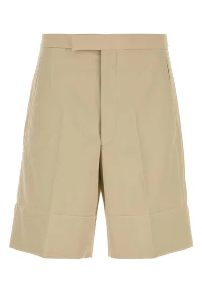 Prada Sand Cotton Bermuda Shorts In Neutral