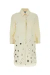 Prada Abito Chemisier In Cotone Sabbia Donna In Beige