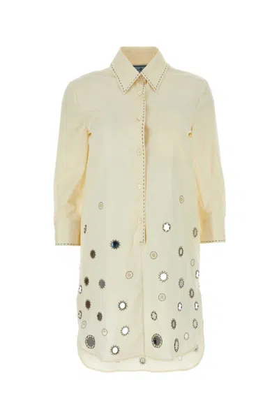 PRADA SAND COTTON SHIRT DRESS