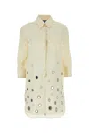 Prada Abito Chemisier In Cotone Sabbia Donna In Beige O Tan