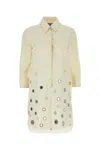 Prada Abito Chemisier In Cotone Sabbia Donna In Naturale