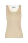 Prada Ribbed Cotton Tank Top Square Neckline In Albino