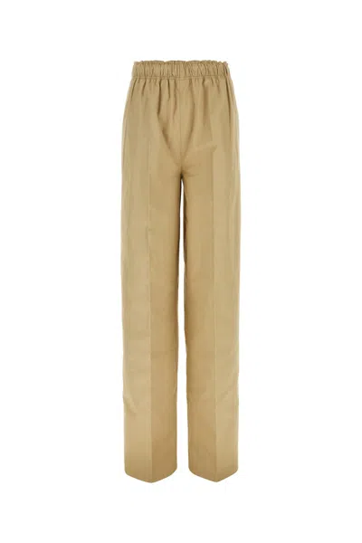 PRADA SAND COTTON WIDE-LEG PANT
