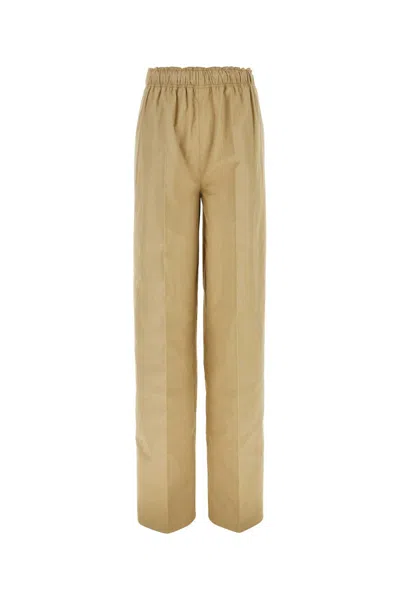 Prada Sand Cotton Wide-leg Pant In Beige