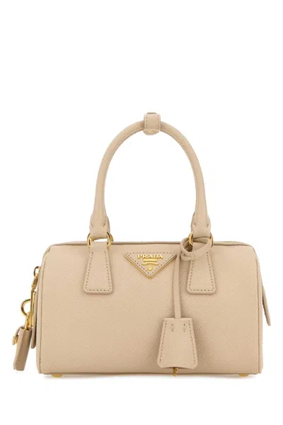 Prada Sand Leather Handbag In Neutral