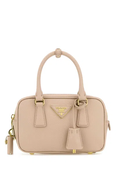Prada Leather Shoulder Bag Gold Tone Hardware In Pink