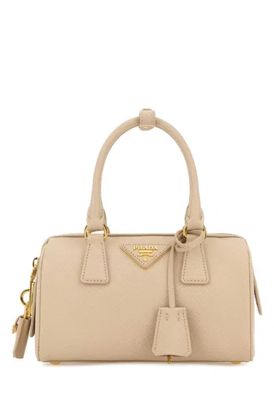 Prada Sand Leather Handbag In Neutral