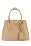 Prada Double Saffiano Leather Tote Bag In Sabbia