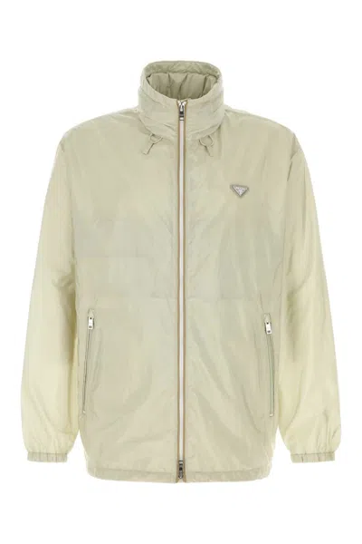 Prada Re-nylon Windbreaker Jacket In Neutral