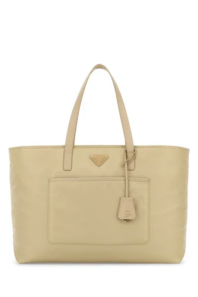 Prada Sand Re-nylon Large Re-edition 1978 Shopping Bag In Brown