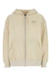 Prada Blousonjacke Aus Leichtem Re-nylon Mit Kapuze In Crema