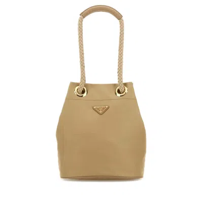Prada Sand Re-nylon  Mariner Bucket Bag In Brown