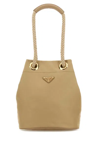 Prada Sand Re-nylon  Mariner Bucket Bag In Brown