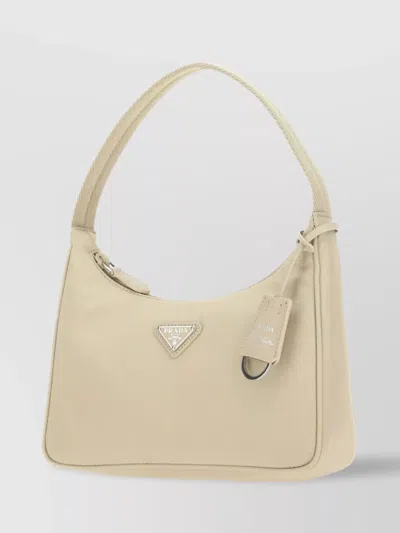 Prada Sand Re-nylon Shoulder Bag In Brown