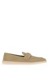 Prada Sand Suede Loafers In Neutral