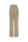 Prada Pantalone Dalla Gamba Ampia In Cotone Beige Donna