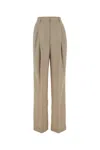 Prada Pantalone Dalla Gamba Ampia In Cotone Beige Donna In Corda